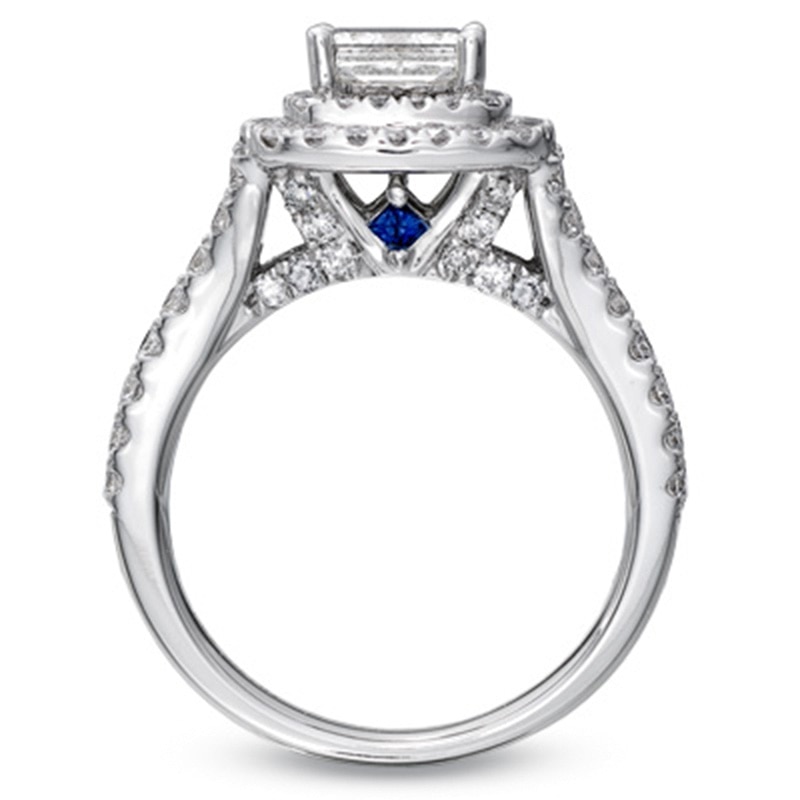Previously Owned Vera Wang Love Collection 2.20 CT. T.W. Princess-Cut Diamond Split Engagement Ring 14K White Gold