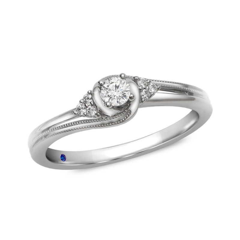 Previously Owned - Cherished Promise Collection™ 0.16 CT. T.W. Diamond Tri-Sides Ring in Sterling Silver