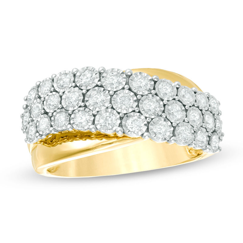 Main Image 1 of Previously Owned - 0.70 CT. T.W. Diamond Three Row Wave Anniversary Band in 10K Gold