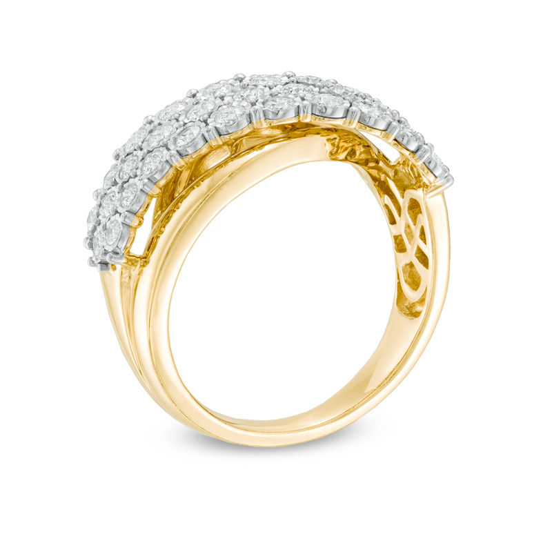 Main Image 2 of Previously Owned - 0.70 CT. T.W. Diamond Three Row Wave Anniversary Band in 10K Gold