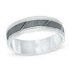 Thumbnail Image 0 of Previously Owned - Men's 6.0mm Slanted Groove Band in Sterling Silver with Black Rhodium