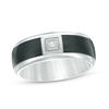 Thumbnail Image 0 of Previously Owned - Men's Diamond Accent Solitaire Wedding Band in Black IP Stainless Steel