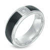 Thumbnail Image 1 of Previously Owned - Men's Diamond Accent Solitaire Wedding Band in Black IP Stainless Steel