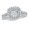 Thumbnail Image 1 of Previously Owned - Vera Wang Love Collection 1.45 CT. T.W. Princess-Cut Diamond Frame Split Shank Ring in 14K White Gold