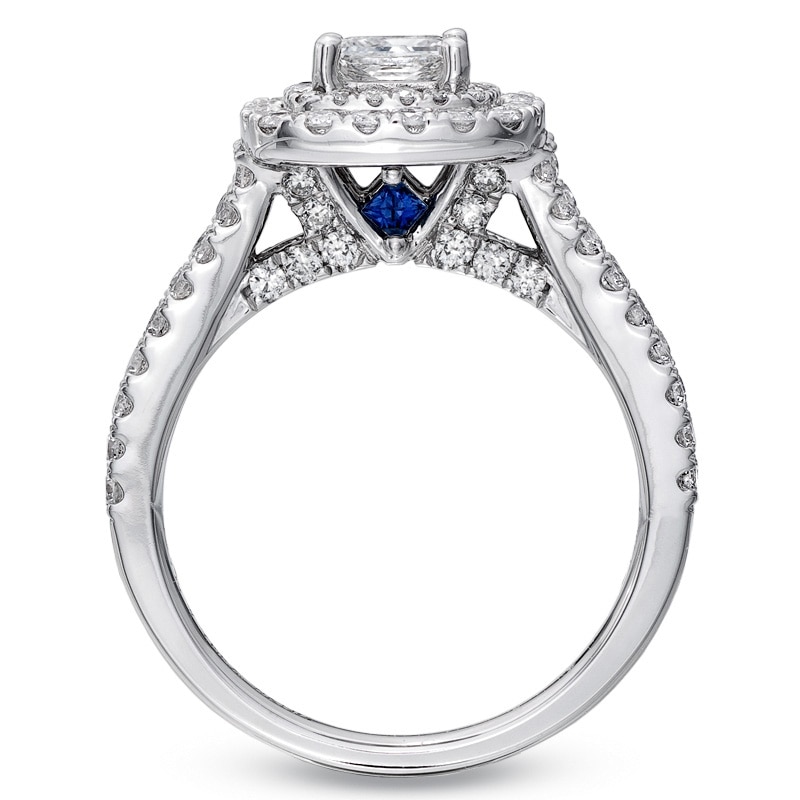 Main Image 2 of Previously Owned - Vera Wang Love Collection 1.45 CT. T.W. Princess-Cut Diamond Frame Split Shank Ring in 14K White Gold
