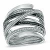 Thumbnail Image 1 of Previously Owned - 0.25 CT. T.W. Enhanced Black and White Diamond Continuous Wrap Ring in Sterling Silver