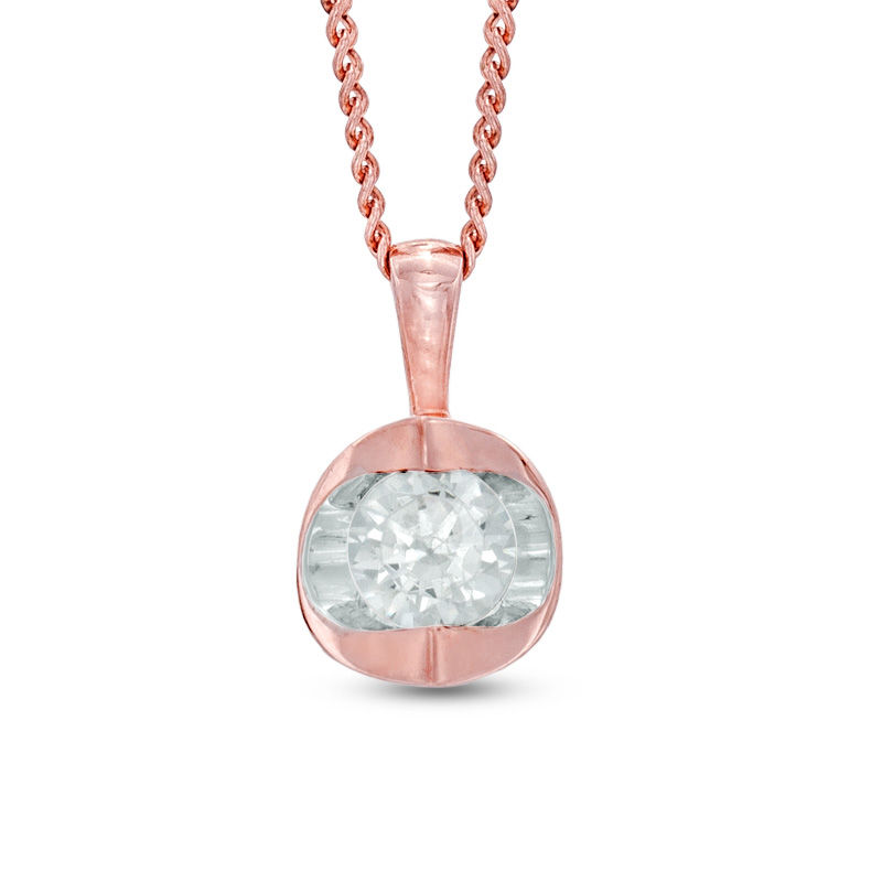 Previously Owned - 0.20 CT.  Canadian Diamond Solitaire Tension Pendant in 14K Rose Gold (I/I2) - 17"|Peoples Jewellers