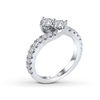 Thumbnail Image 2 of Previously Owned - Ever Us™ 2.00 CT. T.W. Two-Stone Diamond Bypass Ring in 14K White Gold