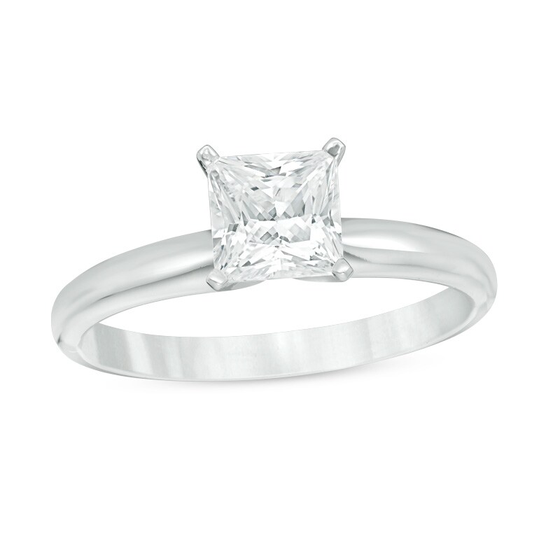 Previously Owned - 1.00 CT.  Princess-Cut Diamond Solitaire Engagement Ring 14K White Gold (J/I3)