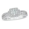 Thumbnail Image 0 of Previously Owned - Vera Wang Love Collection 0.95 CT. T.W. Diamond Frame Split Shank Engagement Ring in 14K White Gold