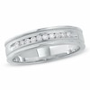 Thumbnail Image 0 of Previously Owned - Men's 0.25 CT. T.W. Diamond Channel Milgrain Band in 14K White Gold