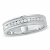 Previously Owned - Men's 0.25 CT. T.W. Diamond Channel Milgrain Band in 14K White Gold