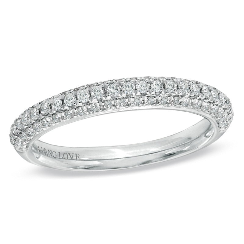 Previously Owned - Vera Wang Love Collection 0.45 CT. T.W. Diamond Three Row Anniversary Band in 14K White Gold