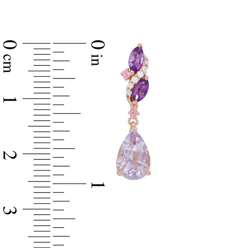 Previously Owned - Multi-Gemstone and Lab-Created White Sapphire Earrings in Sterling Silver with 14K Rose Gold Plate