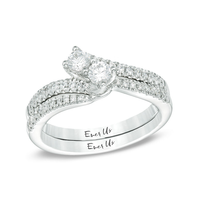 Main Image 3 of Previously Owned - Ever Us™ 0.12 CT. T.W. Diamond Contour Band in 14K White Gold