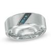 Thumbnail Image 0 of Previously Owned - Men's Enhanced Blue Diamond Accent Slant Wedding Band in Two-Tone Stainless Steel