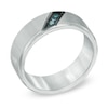 Thumbnail Image 1 of Previously Owned - Men's Enhanced Blue Diamond Accent Slant Wedding Band in Two-Tone Stainless Steel
