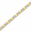 Previously Owned - MOM Heart and "X" Stampato Bracelet in 10K Two-Tone Gold - 7.25"