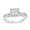 Thumbnail Image 0 of Previously Owned - 0.50 CT. T.W. Diamond Square Frame Twist Shank Ring in 10K White Gold