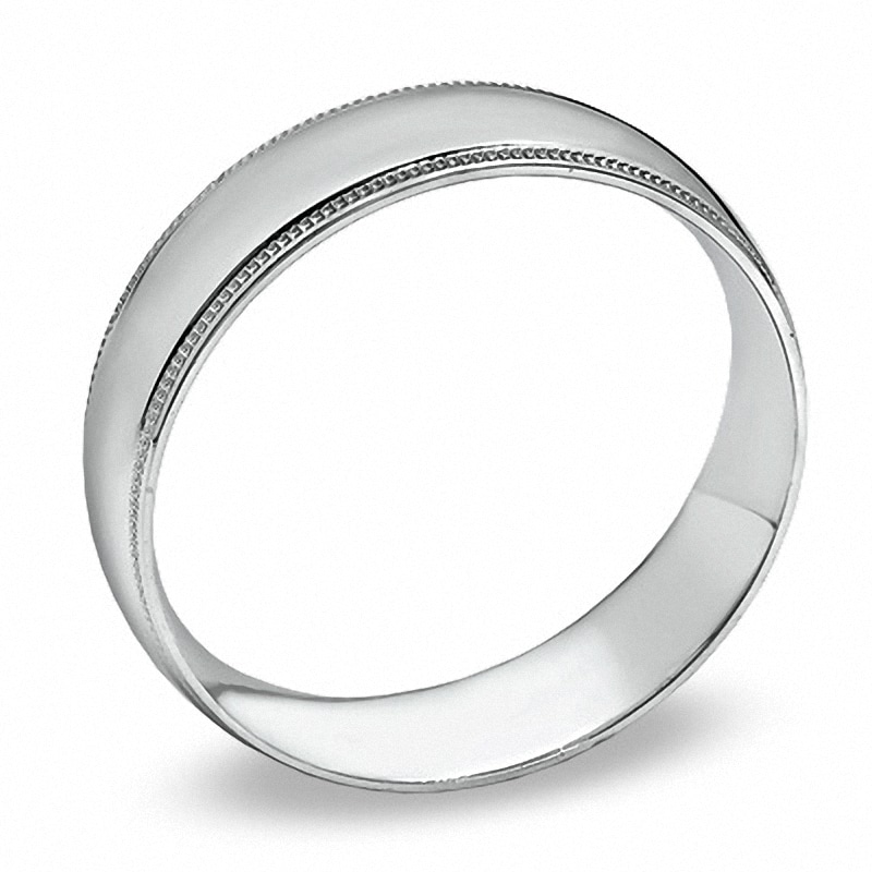 Previously Owned - Men's 6.0mm Comfort Fit 14K White Gold Milgrain Wedding Band