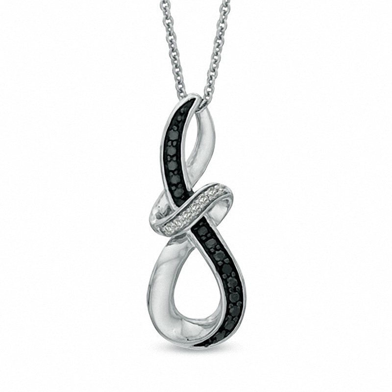 Previously Owned - 0.05 CT. T.W. Enhanced Black and White Diamond Abstract Infinity Pendant in Sterling Silver|Peoples Jewellers