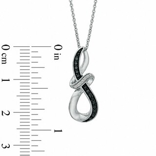 Previously Owned - 0.05 CT. T.W. Enhanced Black and White Diamond Abstract Infinity Pendant in Sterling Silver