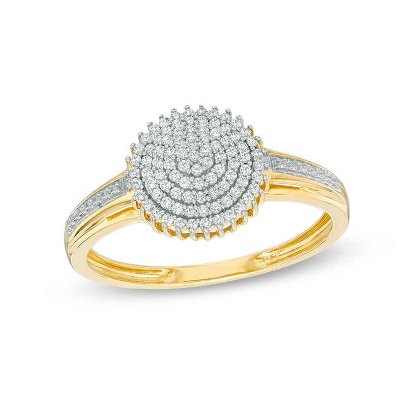 Previously Owned - 0.25 CT. T. W. Diamond Composite Sunburst Ring 10K Gold