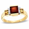 Thumbnail Image 1 of Previously Owned - Square Citrine and Garnet Ring in 10K Gold with Diamond Accents