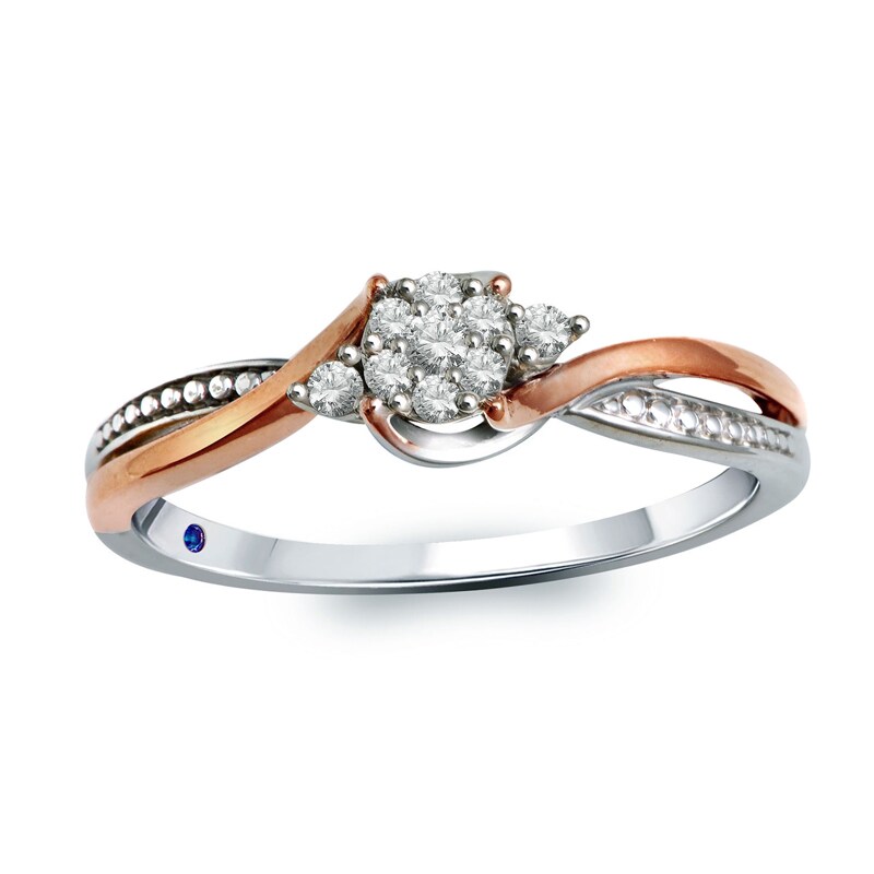 Previously Owned - Cherished Promise Collection™ 0.10 CT. T.W. Diamond Cluster Promise Ring in 10K Two-Tone Gold