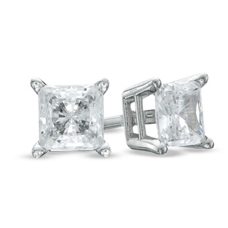 Previously Owned - Celebration Canadian Grand™ 0.30 CT. T.W. Princess-Cut Diamond Stud Earrings in 14K White Gold (I/I1)