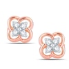 Thumbnail Image 1 of Previously Owned - 0.12 CT. T.W. Quad Diamond Clover Stud Earrings in 10K Rose Gold