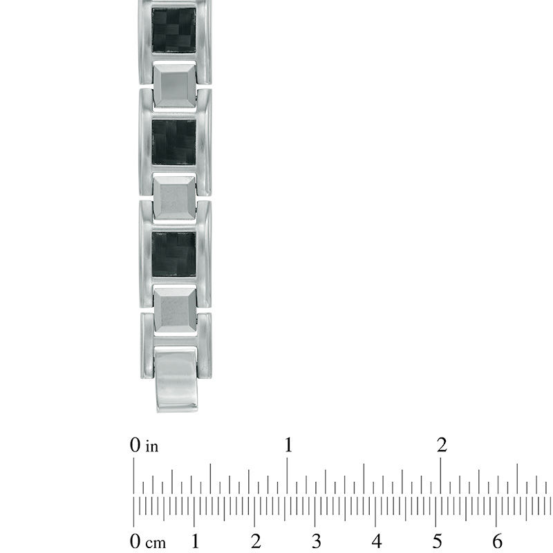 Previously Owned - Men's Link Bracelet in Stainless Steel and Tungsten with Black Carbon Fiber - 8.5"