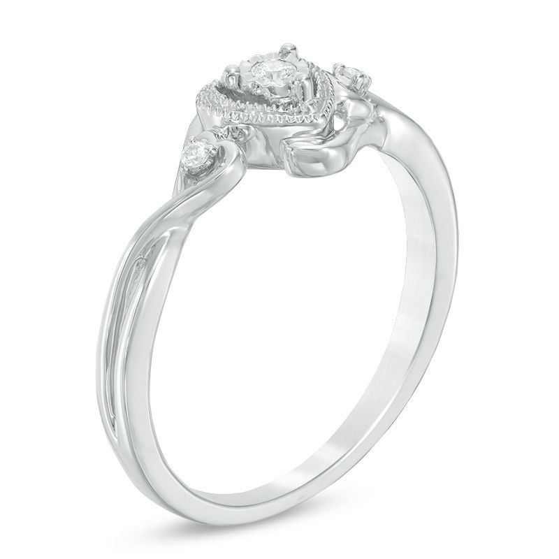 Previously Owned - Cherished Promise Collection™ 0.04 CT. T.W. Diamond Heart Promise Ring in Sterling Silver