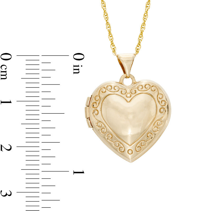 Previously Owned - Heart Scroll Locket Pendant in 10K Gold