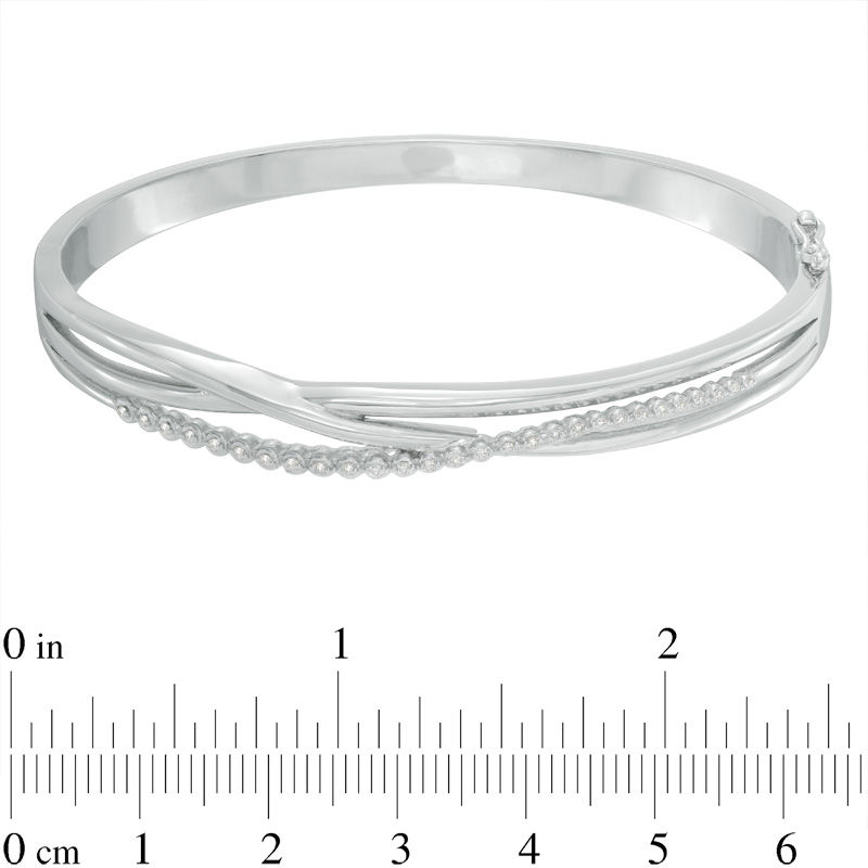 Main Image 2 of Previously Owned - 0.15 CT. T.W. Diamond Layered Crossover Bangle in Sterling Silver