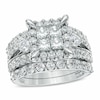 Thumbnail Image 1 of Previously Owned - 4.00 CT. T.W. Quad Princess-Cut Diamond Frame Bridal Set in 14K White Gold