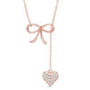 Previously Owned - Lab-Created White Sapphire Bow Lariat Necklace in Sterling Silver with 18K Rose Gold Plate - 18.5"