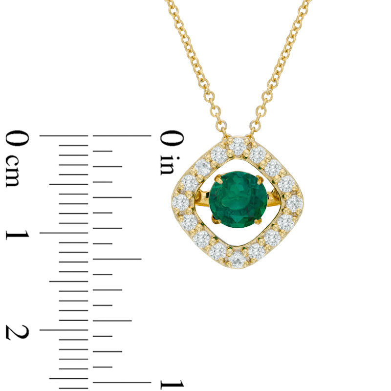 Previously Owned - Unstoppable Love™ 6.0mm Lab-Created Emerald Frame Pendant in Sterling Silver with 14K Gold Plate