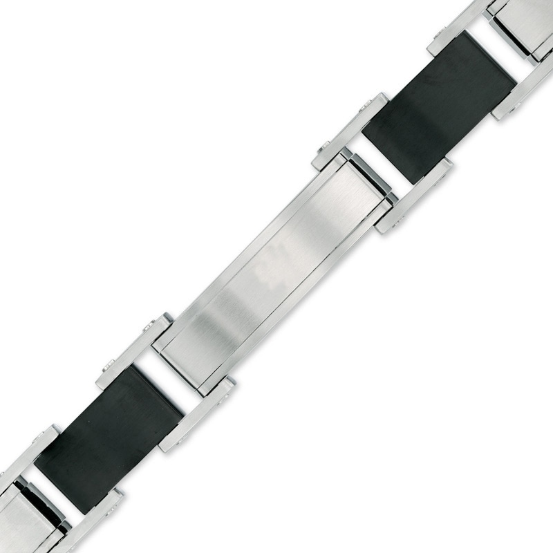 Previously Owned - Men's Cable and Textured Link Bracelet in Stainless Steel and Two-Tone IP - 8.5"