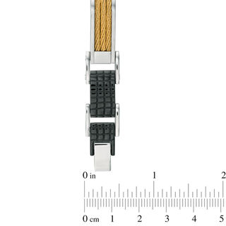 Previously Owned - Men's Cable and Textured Link Bracelet in Stainless Steel and Two-Tone IP - 8.5"