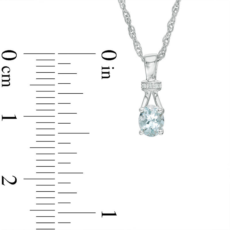 Previously Owned - Oval Aquamarine and Diamond Accent Collar Pendant and Ring Set in Sterling Silver