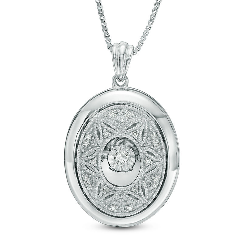 Previously Owned - Unstoppable Love™  0.12 CT. T.W. Diamond Vintage-Style Oval Locket in Sterling Silver|Peoples Jewellers