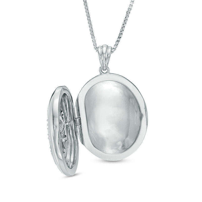 Previously Owned - Unstoppable Love™  0.12 CT. T.W. Diamond Vintage-Style Oval Locket in Sterling Silver