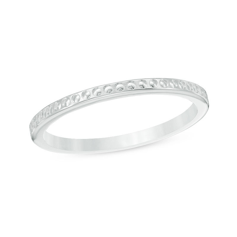 Previously Owned - 1.5mm Diamond-Cut Channel Dot Wedding Band in 10K White Gold