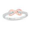 Thumbnail Image 0 of Previously Owned - 0.10 CT. T.W. Diamond Infinity Ring in Sterling Silver and 10K Rose Gold