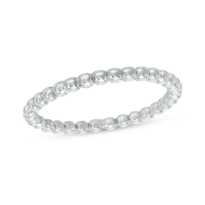 Previously Owned - 1.7mm Diamond-Cut Beaded Wedding Band in 10K White Gold