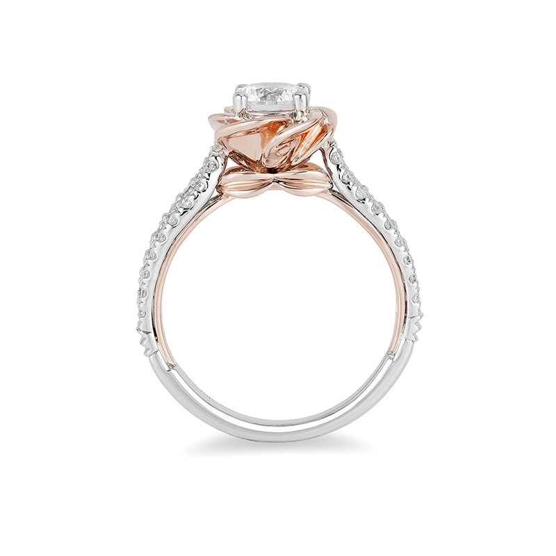 Previously Owned - Enchanted Disney Belle 1.25 CT. T.W. Diamond Rose Frame Engagement Ring in 14K Two-Tone Gold