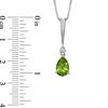 Thumbnail Image 1 of Previously Owned - Pear-Shaped Peridot and Diamond Accent Pendant and Earrings Set in Sterling Silver