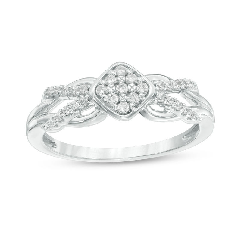Main Image 1 of Previously Owned - Cherished Promise Collection™ 0.15 CT. T.W. Composite Diamond Promise Ring in Sterling Silver
