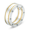 Thumbnail Image 2 of Previously Owned - Men's 9.0mm Hammered Centre Yellow IP Stripes Riveted Wedding Band in Stainless Steel